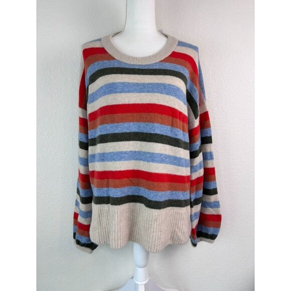 Madewell women's XL striped Calyse balloon sleeve crewneck pullover sweater NWT‎ - Picture 1 of 9